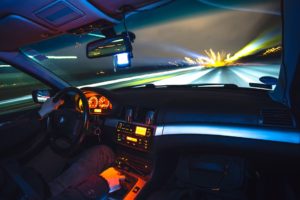 driving fast inside car